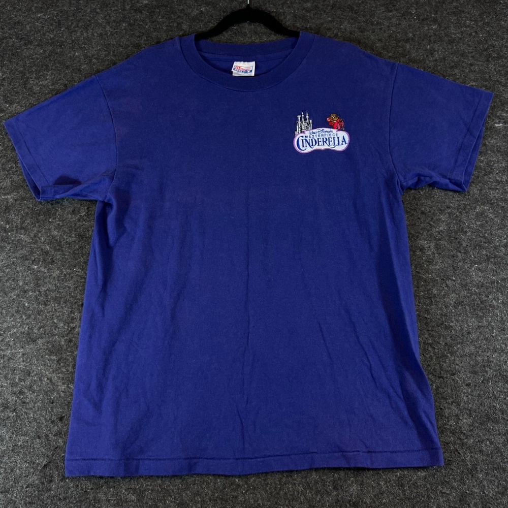 Vintage 90s Disney Masterpiece Cinderella Embroidered Shirt Mens Large Purple